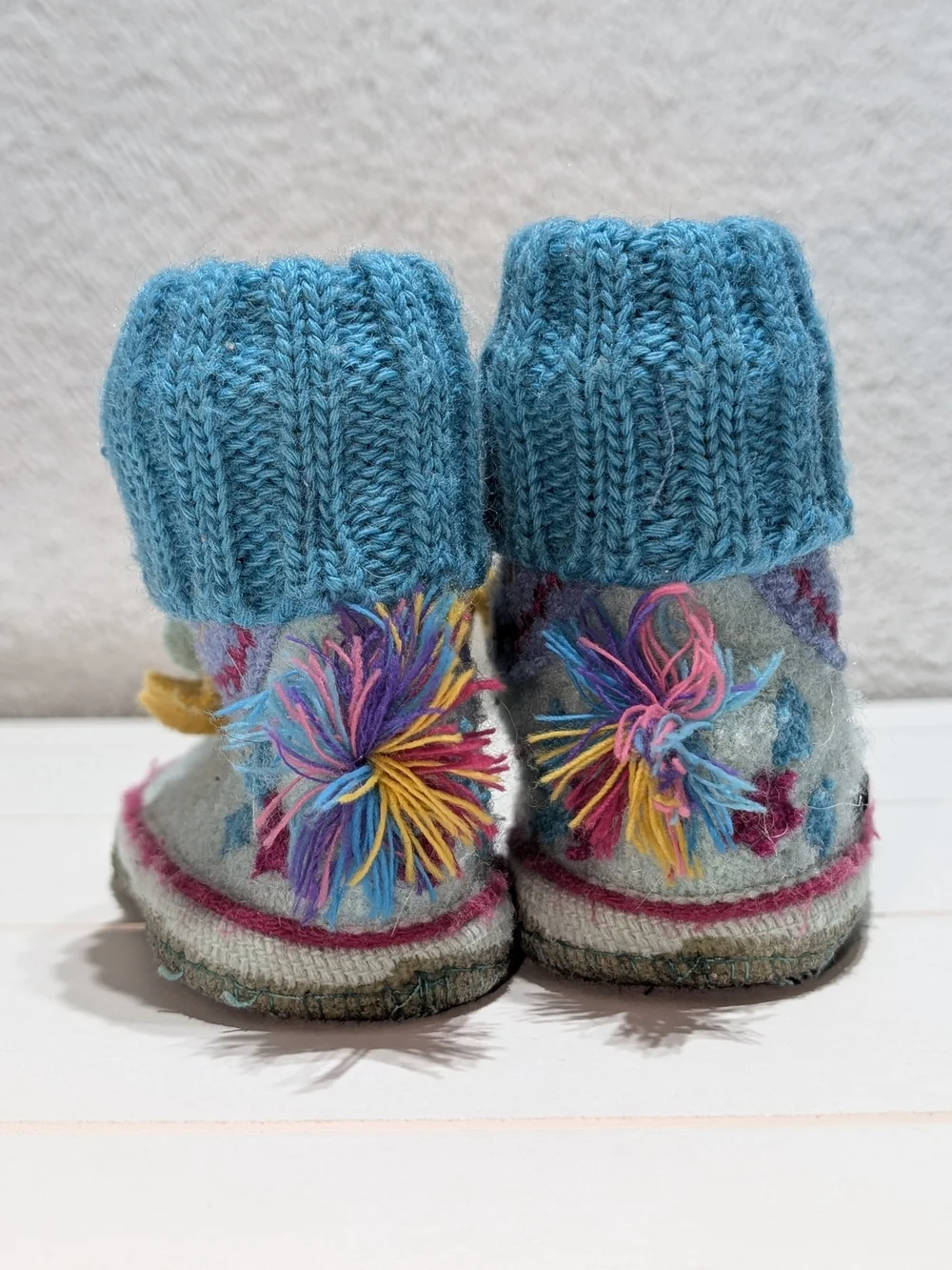 Haflinger Blue Knit Unicorn European Boiled Wool Slipper Boots Toddler Girl Sz 7